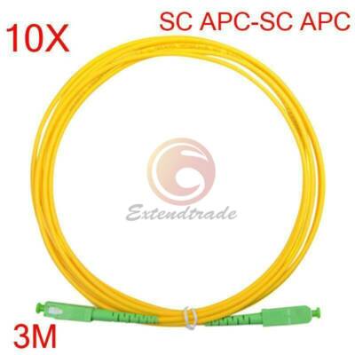10PCS SC/APC 3M SC/APC 3.0mm Jumper Simplex Mode Fiber Optic Patch Cord Cable