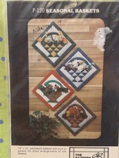 SEASONAL BASKETS P-120 QUILT Sewing PATTERN 14" PATCHWORK with Flower Pocket NEW