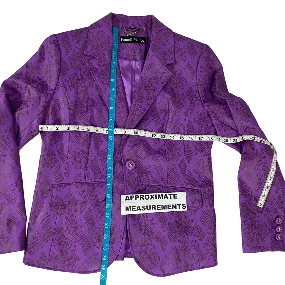 Blazer Pamela McCoy Mujer Pequeño Púrpura Chaqueta Piel de Serpiente Oficina Fiesta Informal Foto 3 de 4