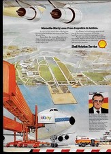 Marseille-Marigname Flughafen Air France 747 SHELL Öl Luftfahrt Services 1977 Ad