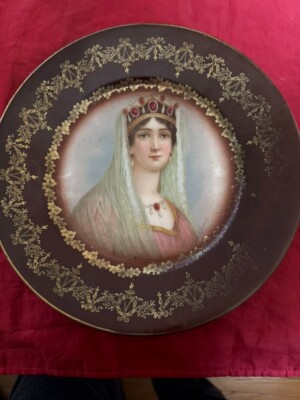 Antique Napoleon's Wife Josephine Signed E.Furlaud Portrait Cabinet Plate