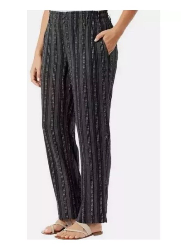 Briggs Ladies Linen Blend Pants Black Stripes XL