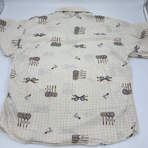 Vintage 80's Ruff Hewn USA Badminton Racquet Sports Graphic Men's Shirt ~ Medium - Picture 5 of 8