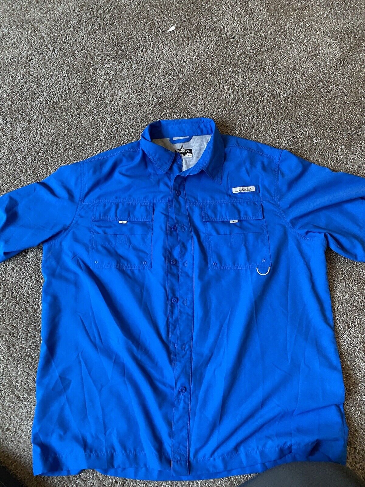 Habit UPF40+ Short Sleeve Men’s Blue Shirt Size XL Outdoor Fishing Fisherman