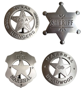 4 Pack Western Silver Texas Rangers Company A Sheriff US Marshal