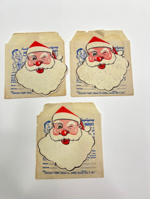 Vintage Christmas Jack-Bilt E-Z Stick On Badge  Santa Claus
