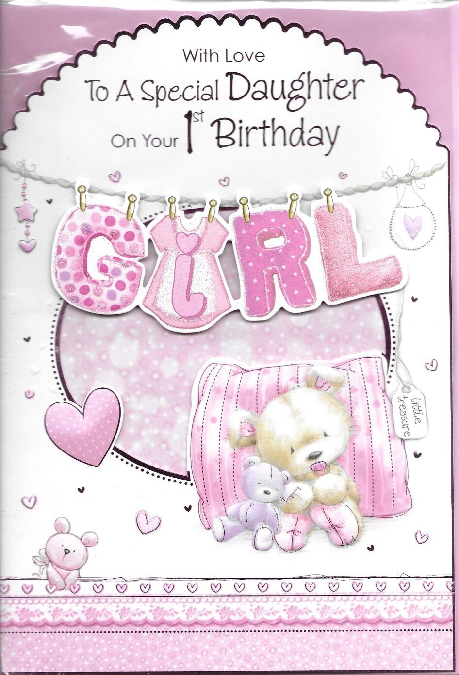 Special Daughter 1st First birthday card ~ quality card paper insert