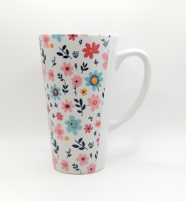 Pink & Soft Blue Flowers Coffee Tea Latte Mug Cup 17 Oz Ceramic by Mugzan