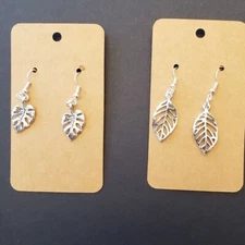 Leaf Drop Dangle Earrings 925 Hooks Silver Plated Leaves