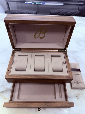 Breitling Watch Collector's Box For Three Watches & Drawer For