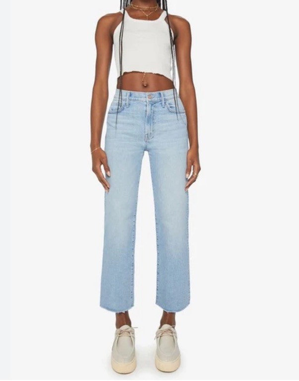 Mother Womens The Kick It Ankle Fray Straight Leg Jeans, Norway Dude, Size 24