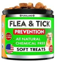 Furaland Flea & Tick Prevention Chews for Dogs All Natural, Chemical Free Chicke