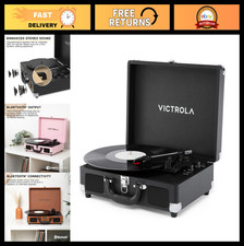 Bluetooth Suitcase Record Player - 3-Speed Turntable, Built-in Speakers, Headpho