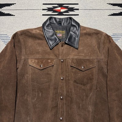 90s Vanson Suede Leather Biker Jacket Men's Size 42 Brown USA Made