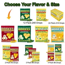 Honees Honey Filled Cough Drops Coat Lozenge Gluten Free, Select Flavor and Size