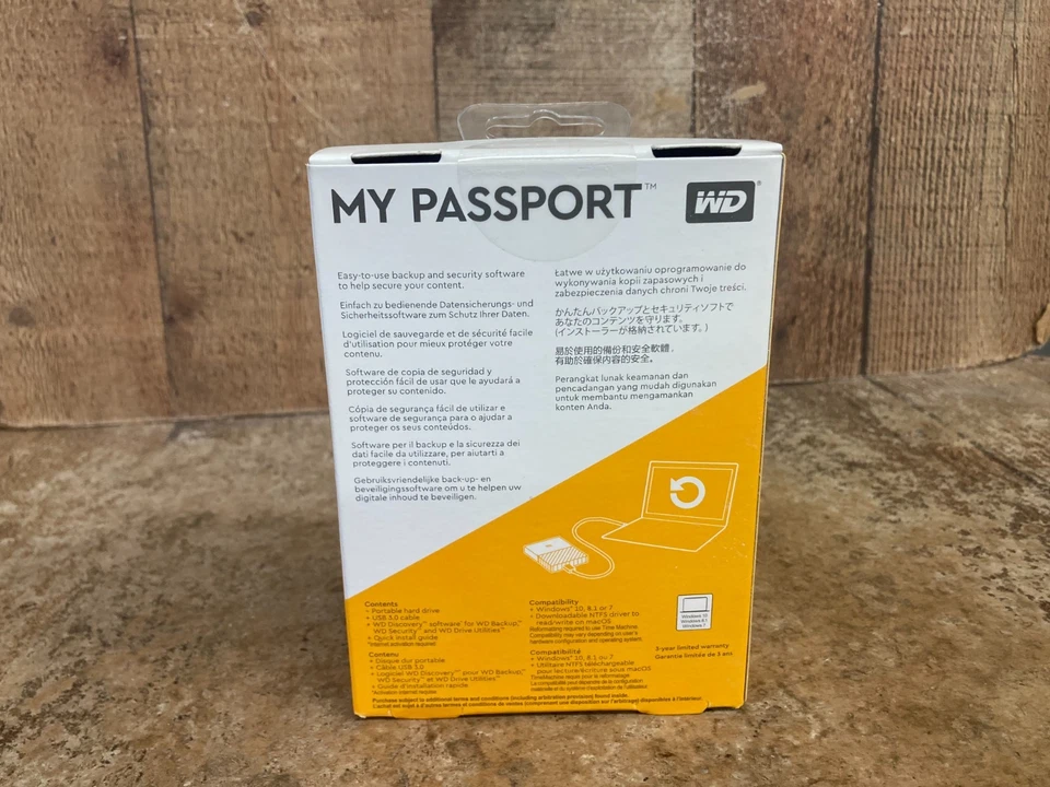 WD My Passport 1TB External USB 3.0 Portable Hard Drive Black WDBYNN0010BBK-0B - Image 2 of 4