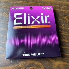 ELIXIR 80/20 BRONZE COATING LIGHT GUITAR STRINGS 11052 - 1 PACK .012-.053