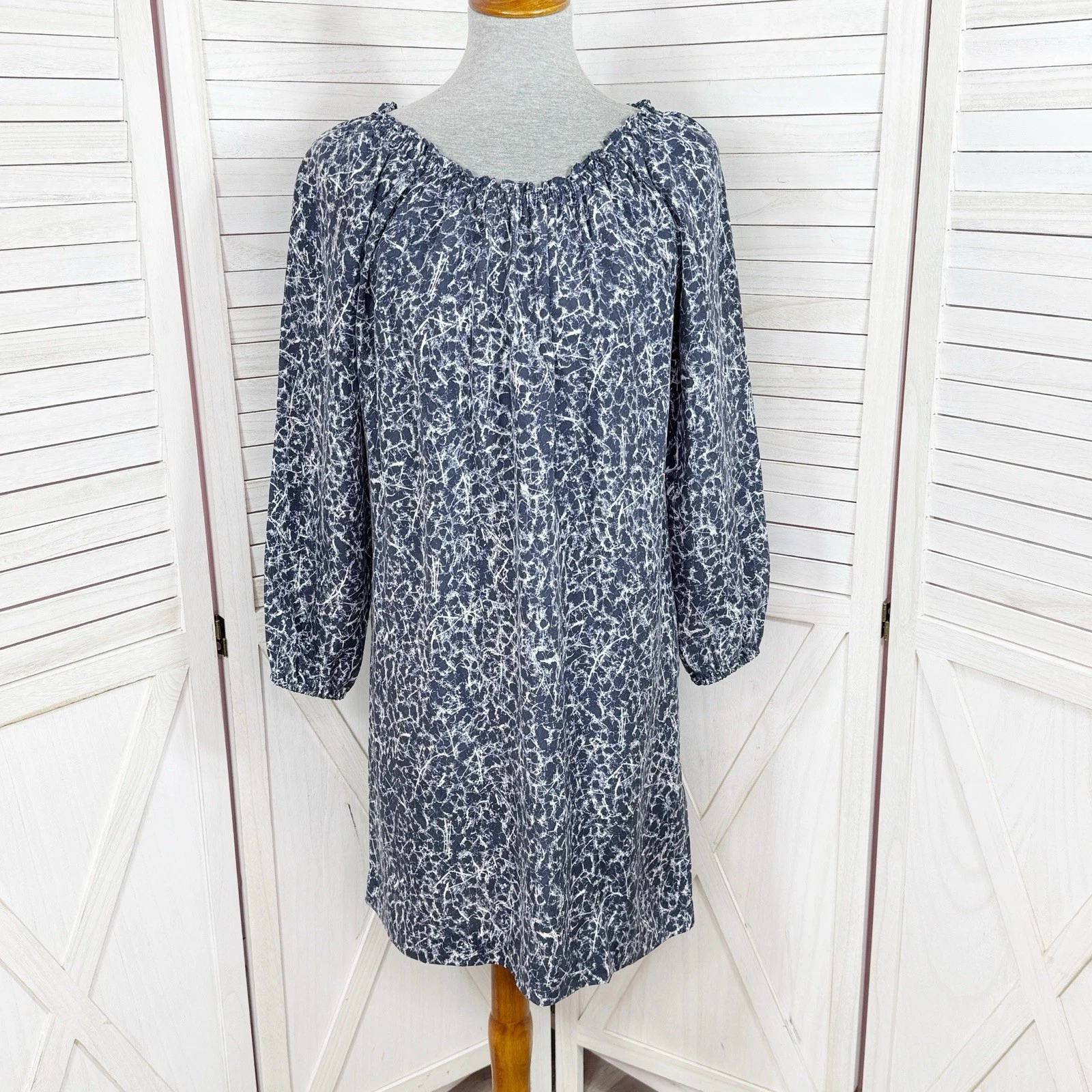 Abito Michael Michael Kors donna piccolo blu stampa marmo spalle scoperte cambio