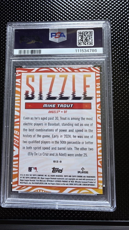 2024 Topps Chrome Update Mike Trout Sizzle SSP #SIZ-8 Los Angeles Angels PSA 10 - Image 2 of 2