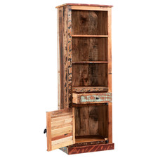 Narrow Bookcase Brown One Size Solid Wood Coastal Reclaimed Rustic Finish Patina