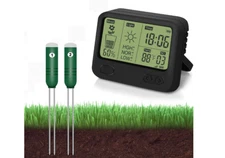 4-in-1 Wireless Soil Meter Moisture Temp Light Time LCD
