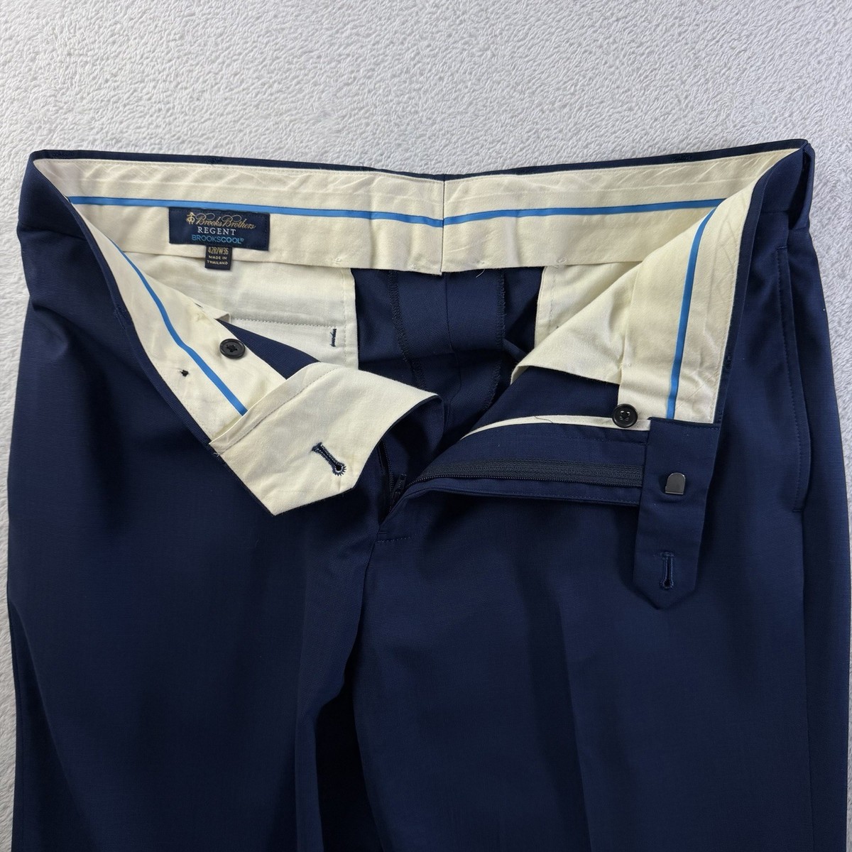Brooks Brothers Regent Suit 42R 36x31 BrooksCool REDA Wool Blue