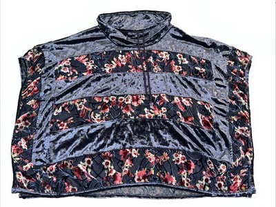 Adore Top Women s Purple Red Floral Velvet Burnout Drawstring Neck Artsy Boho Lg