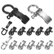 14-Pack Paracord Bracelet Shackle Buckle O Type Silver Black, Flat Head