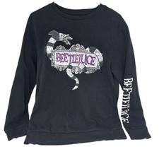 Beetlejuice Sandworm Size M Womens Graphic Pullover Sweatshirt Black Halloween