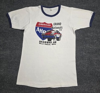Vintage Racing T Shirt Hot Rod Dragway 70s Ringer Sports Car Race Ohio Nationals
