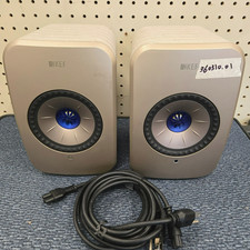 KEF LSX II Wireless Bookshelf Speakers Pair - Tan Used, with Remote c