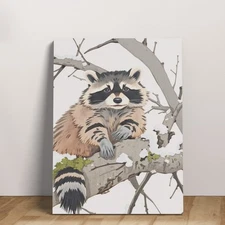 Modern Concise Raccoon Tree Winter Watercolor Wall Art Animals Canvas Prints