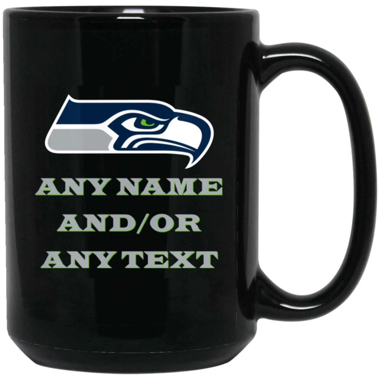 Custom Personalized Seattle Seahawks Black Ceramic Coffee Mug Cup