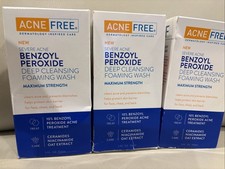 3 Pl  AcneFree  Deep Cleansing Foaming Wash Benzoyl Peroxide  Exp 03/26