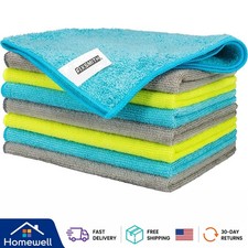 Ultra Soft Microfiber Cleaning Cloths - 8 Pack, 12x16 in, Lint-Free  Absorbent
