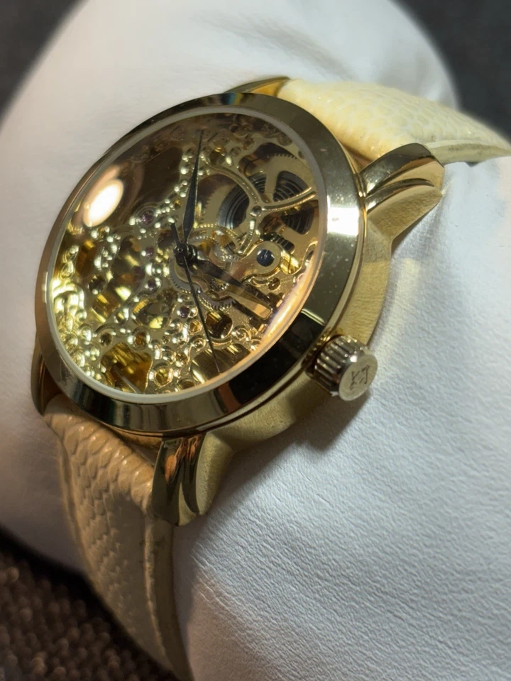 Akribos XXIV Automatic Mechanical Gold Tone Skeleton Womens Watch,Runs - Image 4 of 4