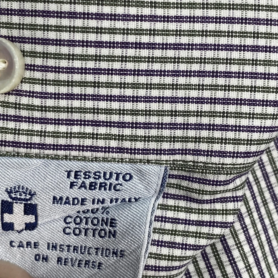 Camisa Truzzi Milano Para Hombres 16 41 Vestido Hecho en Italia Clásico Rayas Foto 3 de 4