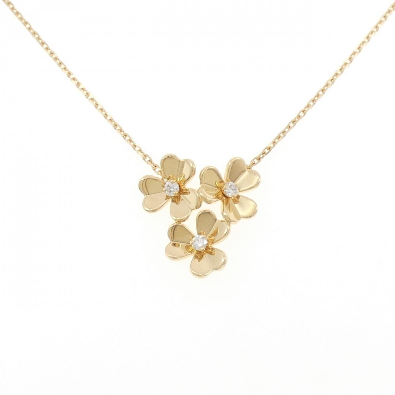 Authentic Van Cleef & Arpels Frivole 3 Flower Mini Necklace #230-000-620-0786