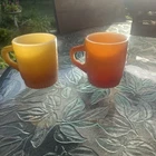 Vintage Fire King Ombré Mug Stackable Coffee Cup Anchor Hocking Set Of 2