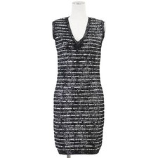 CHANEL Knit N/S Dress P39229 10y CC Logo Ribbon Cashmere Womens Size36 Muticolor