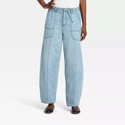 #ad #ad Women’s High Rise Drawstring Soft Utility Jeans Universal Thread $15.99