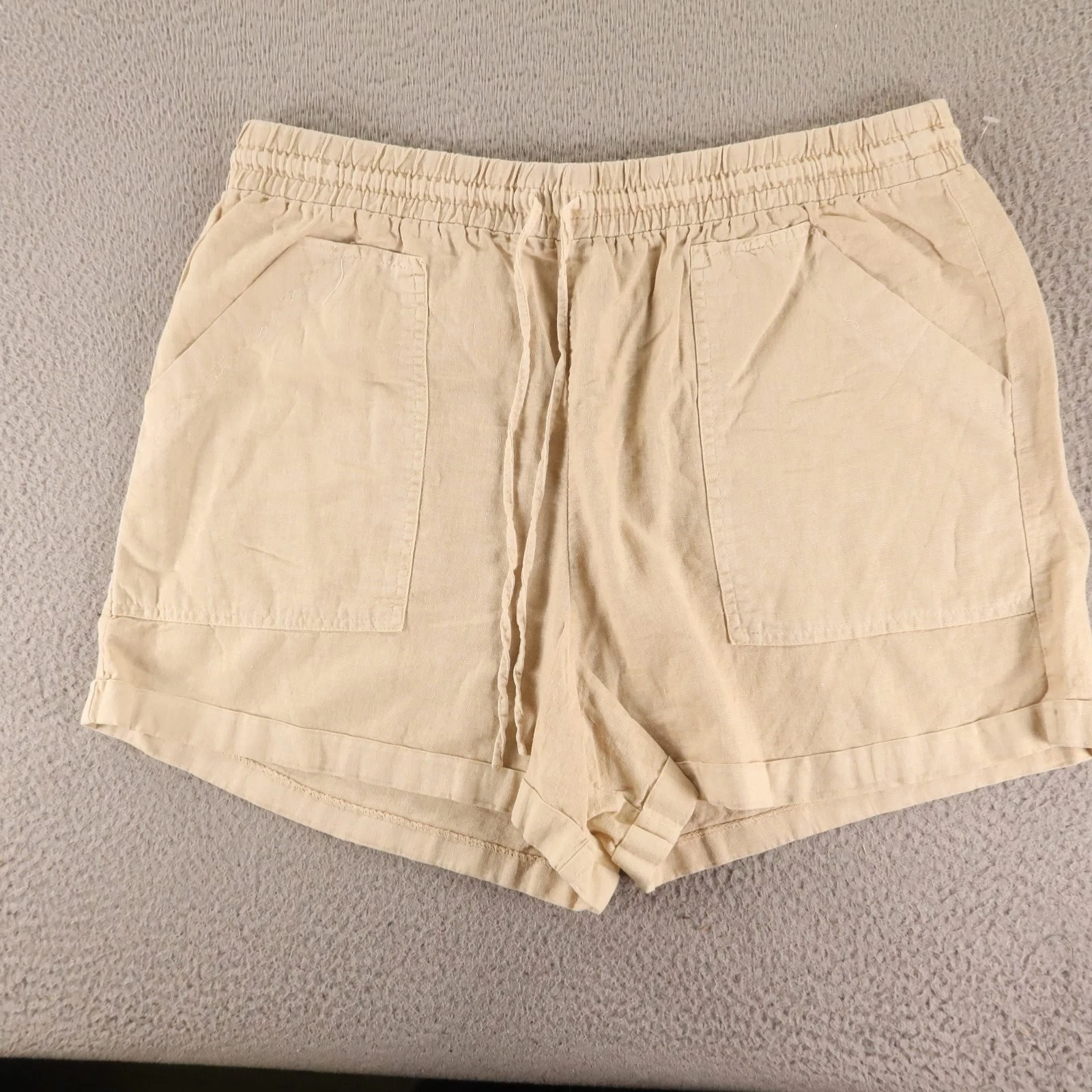 Universal Thread Shorts Mens XL Beige Linen Blend Hopsack Breathable
