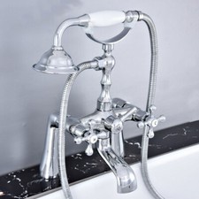 Chrome Brass Deck Mount Bathtub Faucet W/ Hand Spray Shower Mixer Tap Set 2tf770