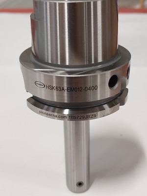 PIONEER HSK63A 1/8'' END MILL HOLDER 4'' JET-BLAST COOLANT PORTS **USED**