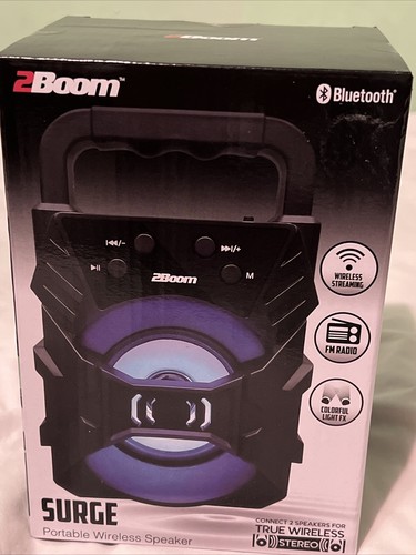 2Boom Portable Bluetooth Surge Wireless Speaker with Light FX FM Radio