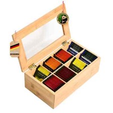 Bambus-Teebox Teekiste Teeaufbewahrung Teebeutelbox Teebeutefächer 2 Versionen