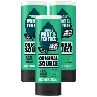 Original Source Shower Gel Tingly Mint Tea Tree Natural Fragrance Scent 250ml x3