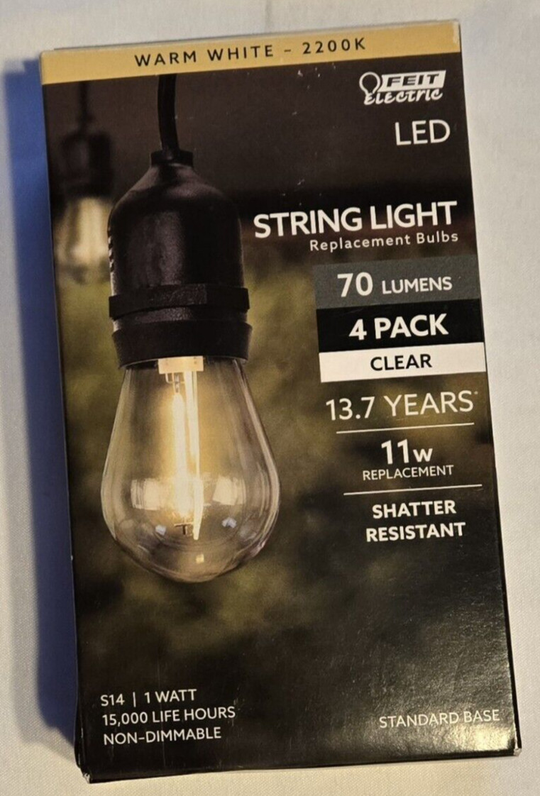 Feit Electric Led string light REPLACEMENT BULB 4 pack clear