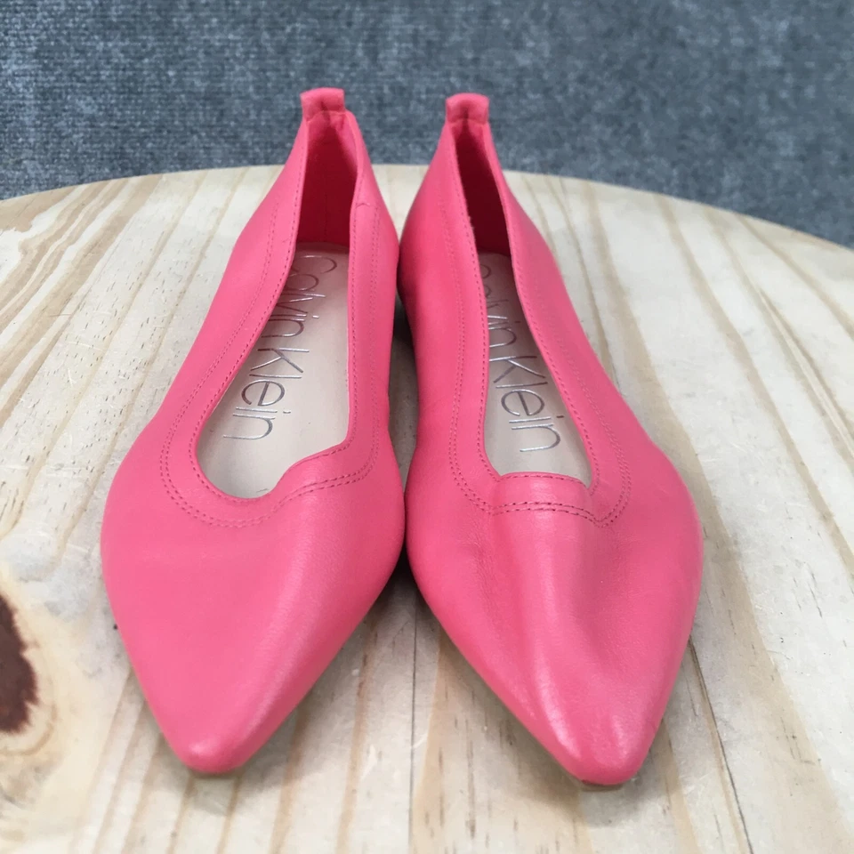 Calvin Klein Zapatos Mujer 5.5 M Raya Sin Cordones Punta Ballet Pisos Cuero Rosa Foto 4 de 4