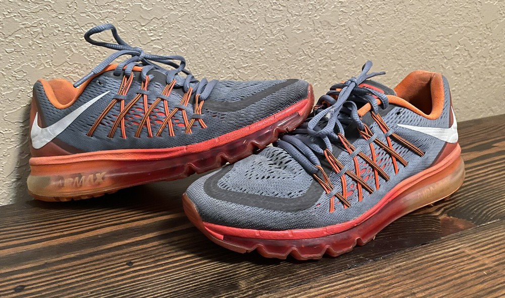 Nike Air Max 2014 Mens Running Shoes Gray Orange Mesh Size 8 Low Top 698902-418